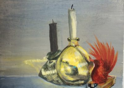 Stilleven met kaars, 2019, acryl op doekkarton, 25:25 cm; 25€