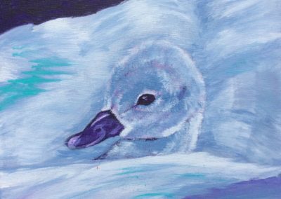 Jonge zwaan 1/2, 2017, acryl op doek, 20:30 cm, drieluik
