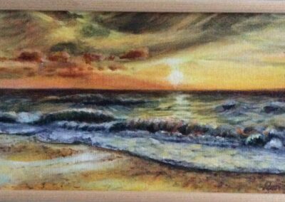 Zeezicht 2, 2019, acryl op doekkarton, 30:15 cm, ingelijst; 75€