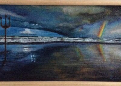 Zeezicht 1, 2019, acryl op doekkarton, 30:15 cm, ingelijst, 75€