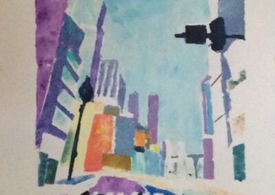 New York, 2020, Werkman techniek, acryl verf, 21:29 cm, 100E