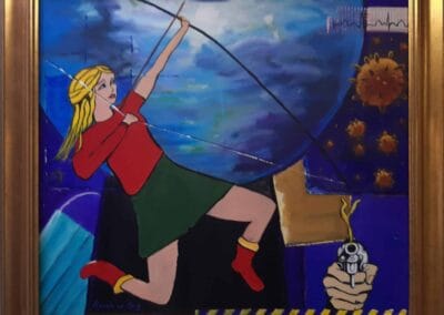 strijd tegen Corona, 2021, acryl op doek, 65:55 cm, ingelijst 125€