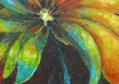 Bloem zoem, 2022 acryl op doek, 25:30 cm, verkocht