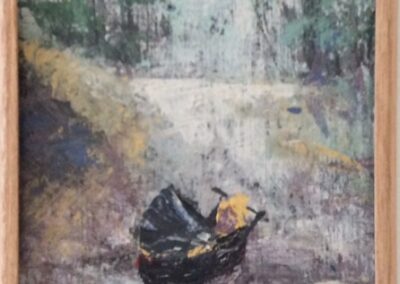 verdwaald 4, 2021, Acryl + decoratieverf op doek, 21:31 cm, ingelijst, 145€