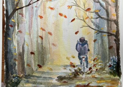 Seizoenen 4 , herfst, Aquarel Mix, 20:20 cm, ingelijst 40:40 2024, 125€