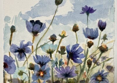 Seizoenen 3, lente, Aquarel Mix, 20:20 cm, ingelijst 30:40 2024, 125€