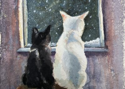 Seizoenen 3, winter, Aquarel Mix, 20:20 cm, ingelijst 40:40, 2024, 125€
