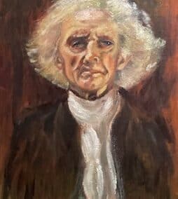 S portret, de blinde man, kopie Klimt, 30:24 cm, olieverf, ingelijst, 250€