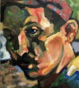 S portret, kopie zelfportret Derain, 24:30 cm, olieverf , ingelijst 250€